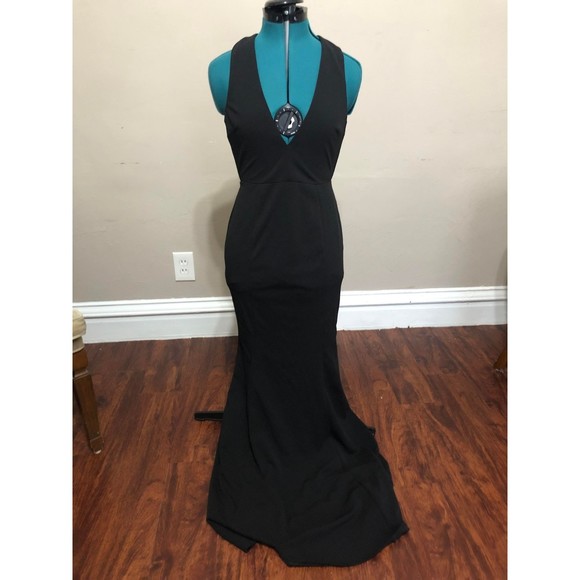 🧺Lulus Black Cross Back V-Neck Evening Gown Maxi Dress, size S - Picture 3 of 5
